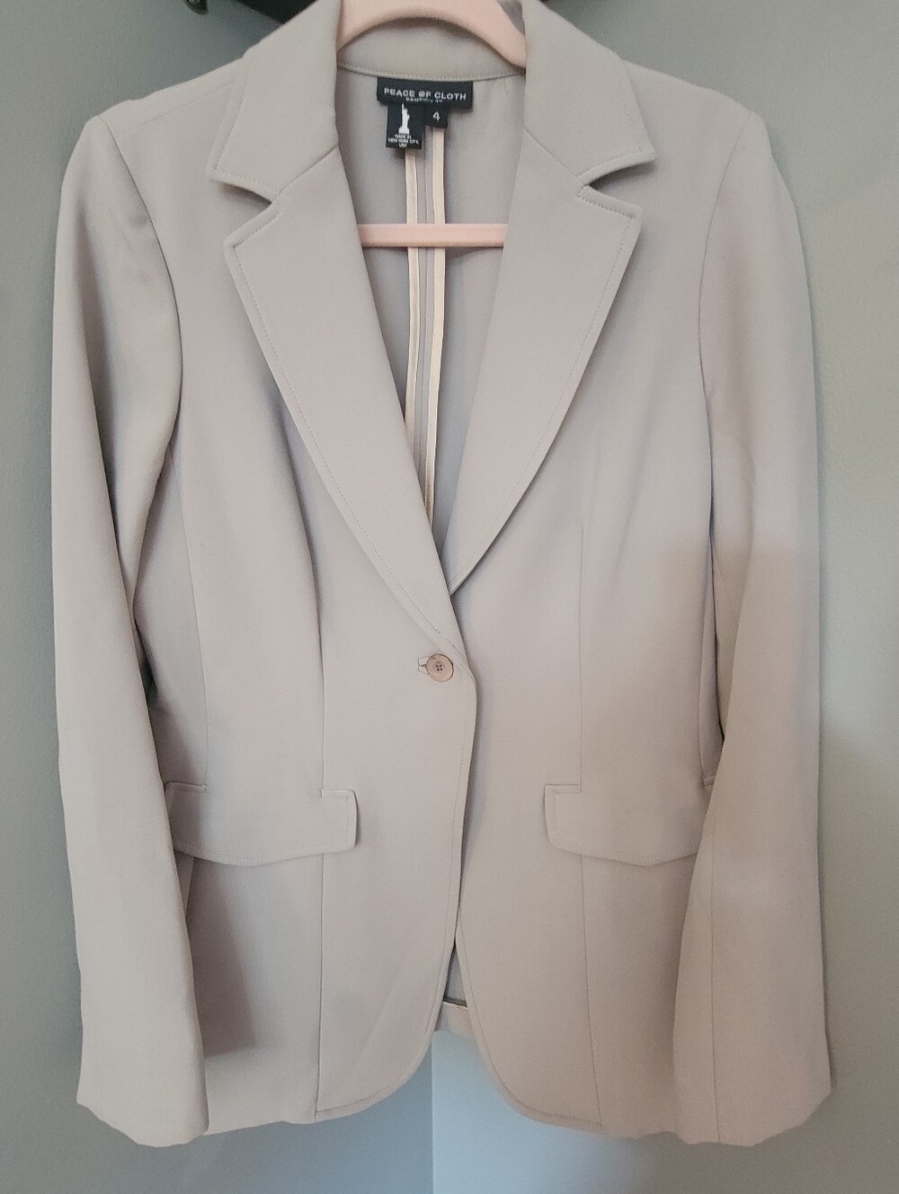 Peace of Cloth Women's Light Cream Single-Button Blazer